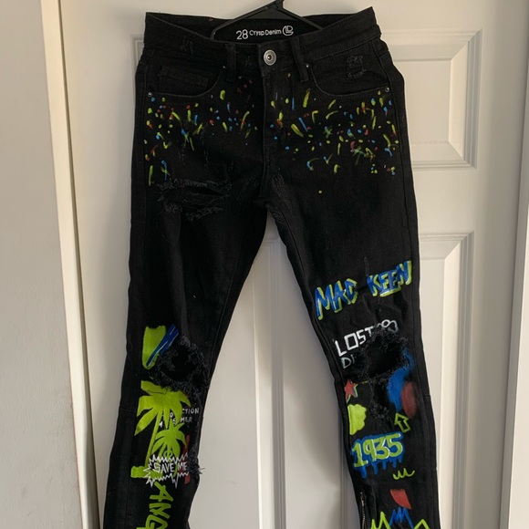 crysp denim pacific black ripped jeans